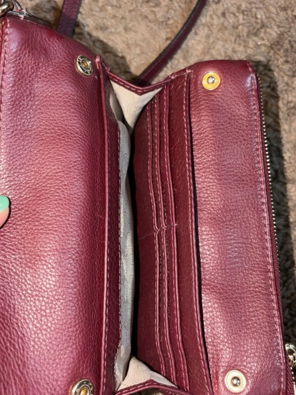 Michael Kors Deep Wine Leather Crossbody Bag with Gold Logo